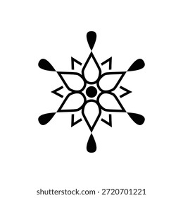 A minimalist black geometric design featuring symmetrical patterns on a white background, creating a visually appealing and artistic abstract illustration.