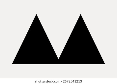 Minimalist black geometric logo featuring two triangles. Simple and bold design with triangles. Perfect for modern branding. Triangles create a striking visual. Design element vector.