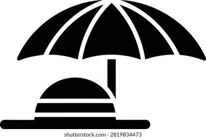 Minimalist black geometric mountain peak silhouette with crescent moon on white background