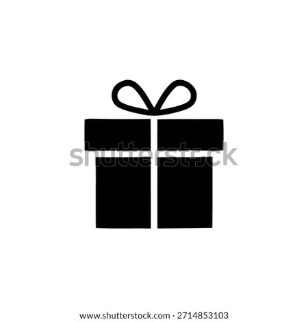 Minimalist black gift box icon for celebration and special occasion design