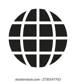 A minimalist black globe design, symbolizing global connectivity and unity.
