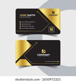 Minimalist Black and Gold Business Card Template with Geometric Design Elements