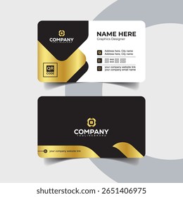 Minimalist Black and Gold Business Card Layout with Clean White Contrast