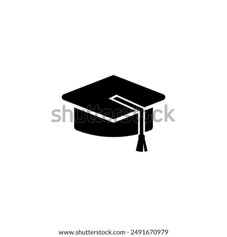 Minimalist black graduation cap icon, symbolizing academic achievement.