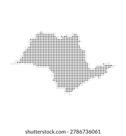 Minimalist black halftone dotted map silhouette of Sao Paulo isolated on white background plane