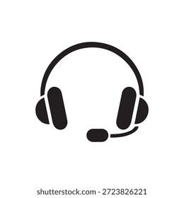 Minimalistischer schwarzer Kopfhörer, Vektordesign eine auffällige Silhouette