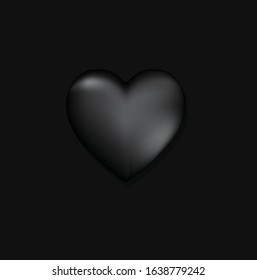 minimalist black, Black heart on a black background