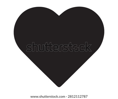 Minimalist black heart shape icon for love and romance. Dark monochrome symbol of affection and modern design elements.