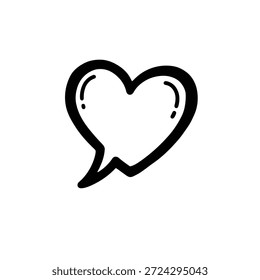 Minimalist black heart shaped speech bubble symbol