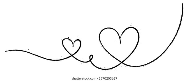 Minimalist black heart sketch with flowing continuous lines forming an artistic design on white background. Vector illustration.