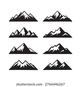 Minimalist black hill and mountain landscape silhouette vector illustration. A simple flat dark contour shape of a highland ridge, ideal for outdoor adventure logos, camping badges, environment icons, and nature-themed design overlays.
