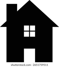 Minimalist black home icon in vector style. Simple house symbol for user interface, real estate, web navigation, or location-based design.