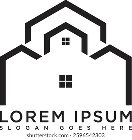 Minimalist black house logo with modern and simple design. Suitable for branding, property, architecture, and real estate purposes. Vector format with clean lines and professional look