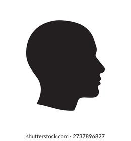 Minimalist Black Human Head Profile Silhouette Vector for Psychology and Identity Concepts