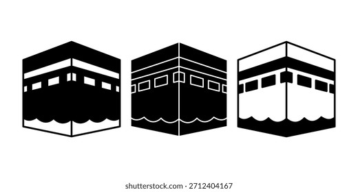Un Paquete minimalista de iconos negros de la Kaaba, ideal para imágenes de peregrinaje, enseñanzas islámicas, diseños espirituales y materiales religiosos.
