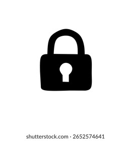  A minimalist black icon of a closed padlock with a keyhole, symbolizing security, privacy, or locked content.