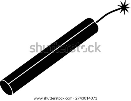Minimalist black icon of a dynamite stick with a lit fuse, symbolizing danger, power, or impending explosion.