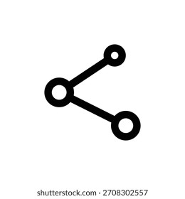 Un icono negro minimalista con tres círculos interconectados, que simbolizan el intercambio de datos, la creación de redes o la comunicación. Música y medios de una sola línea icono de diseño de interfaz de usuario.