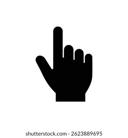 Minimalist Black Icon of Hand with Finger Pointing Up