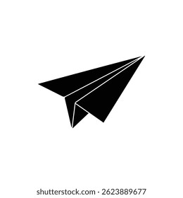 Minimalist Black Icon Paper Plane Facing Up Right Angle