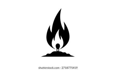 Ein minimalistisches schwarzes Symbol, das eine Flamme, möglicherweise einen Gasbrenner oder ein Symbol für Energie darstellt.