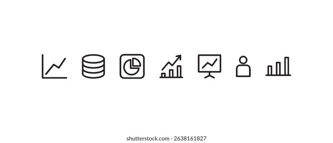 Minimalist black icons for data and analytics visualization.