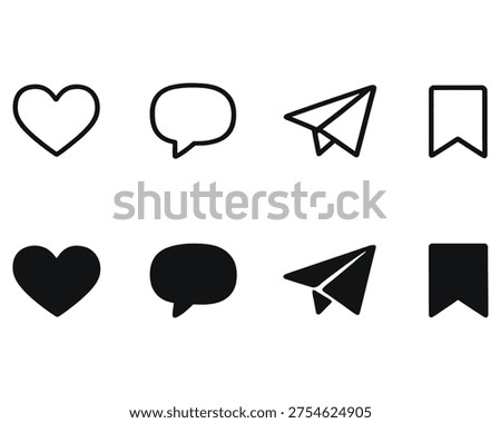 Minimalist black icons featuring a distinct flat silhouette style.