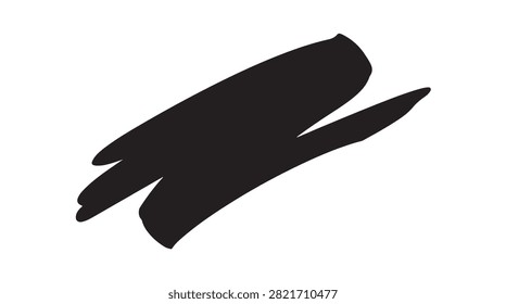 Minimalist black ink brushstroke on transparent background, suitable for creative projects, branding, or artistic compositions.