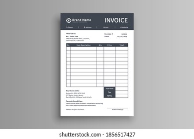 Minimalist black invoice template vector design