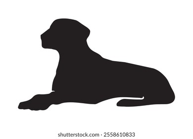 Minimalist Black Labrador Silhouette in Calm Lying down,Sleeping and Resting Pose