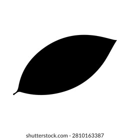 Minimalist black leaf icon representing nature, growth, and sustainability on a plain white background for versatile design use.