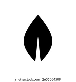 Minimalist black leaf icon with rounded shape
