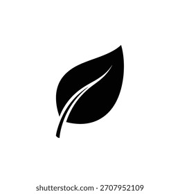 A minimalist black leaf icon, symbolizing nature, growth, and environmental awareness. Perfect for eco-friendly designs and sustainable initiatives.