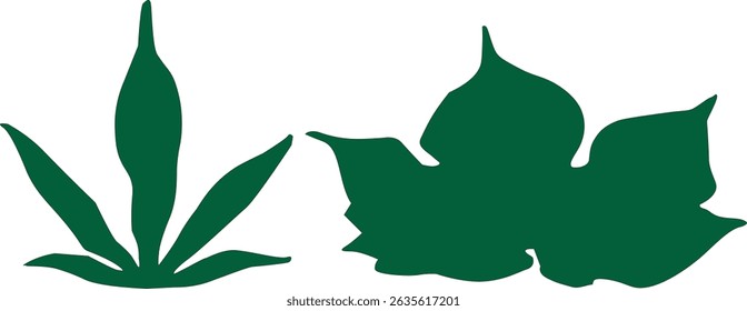 Minimalist black leaf silhouette illustration perfect for botanical, natural, or eco-themed designs.