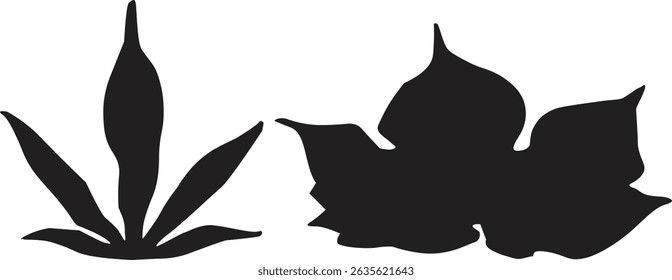 Minimalist black leaf silhouette illustration perfect for botanical, natural, or eco-themed designs.