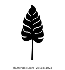 Minimalist black leaf silhouette suitable for design, nature, and environmental projects, emphasizing simplicity and elegance.