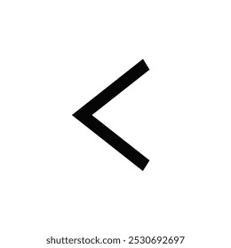 Minimalist black left side arrow symbol on white background.