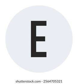 Minimalist black letter E icon on a light circular background. A simple and professional vector design, ideal for branding, logos, web icons, and modern graphic design projects.