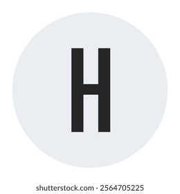 Minimalist black letter H icon set on a light circular background. Clean and professional vector design perfect for branding, logos, web icons, and modern graphic design projects.