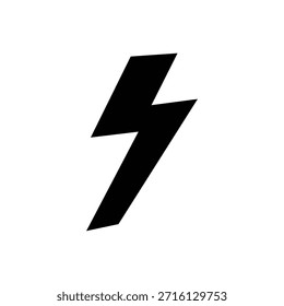 Minimalist black lightning bolt icon set isolated on white background. Modern thunderbolt symbols for electric power, energy speed, weather storm, and creative logo design elements