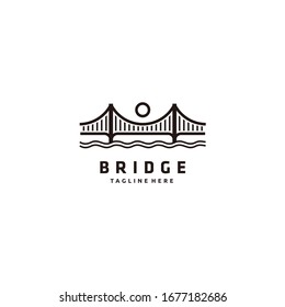Minimalist black line art bridge logo design. Flat style trend modern brand graphic art design vector illustration on white background