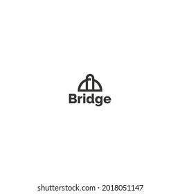 minimalist black line art bridge symbol logo design