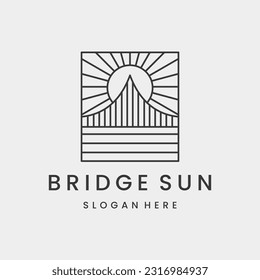 Minimalist black line art bridge logo design. Flat style trend modern brand graphic art design vector