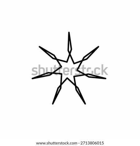 A minimalist black line art vector of an eight pointed star with interlaced geometric segments.