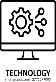Minimalist black line of a computer desi