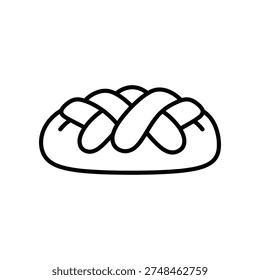 A minimalist black line drawing of a braided bread loaf on a white background, perfect for baking and culinary themes.