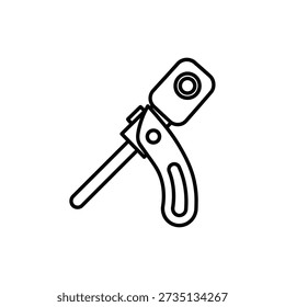 A minimalist black line drawing of a camera shutter release on a plain white background, perfect for graphic design and photography themes.