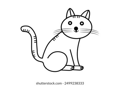 A minimalist black line drawing of a cat