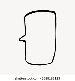 Minimalist black line drawing of a face in profile. Simple face illustration with a single line. Abstract face art with a prominent nose and forehead. Communication vector element.