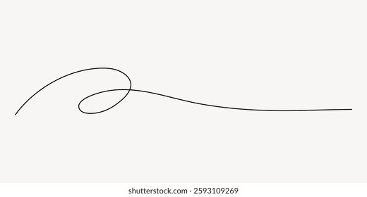 Minimalist black line drawing on white background. Elegant line art with a simple, flowing curve. Artistic line design, emphasizing simplicity and elegance. Isolated vector illustration.